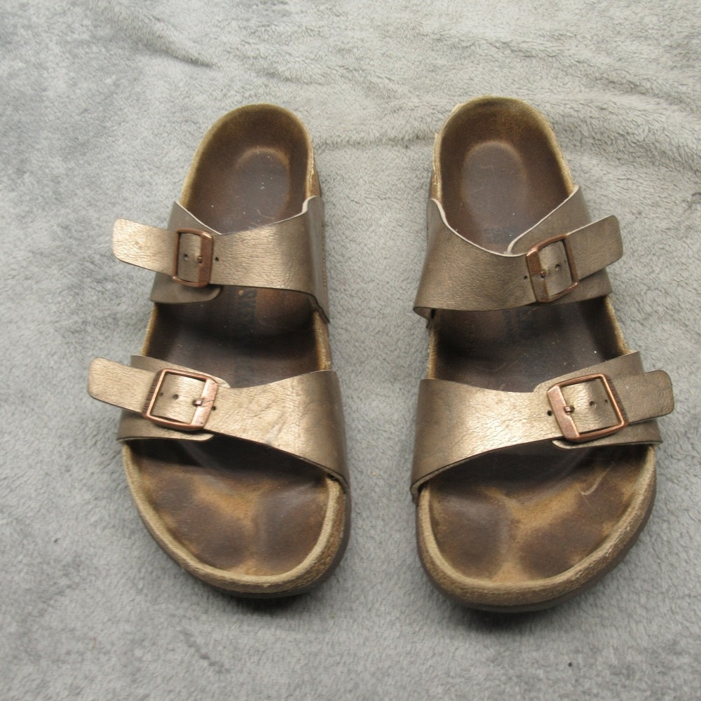 Birkenstock Arizona Sandals Women 7 Bronze Metallic Double Buckle Comfort Cork